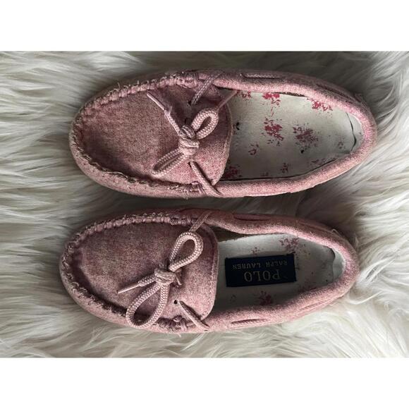 Polo Ralph Lauren Girls Size 11 Pink Moccasin Slippers - Picture 1 of 8